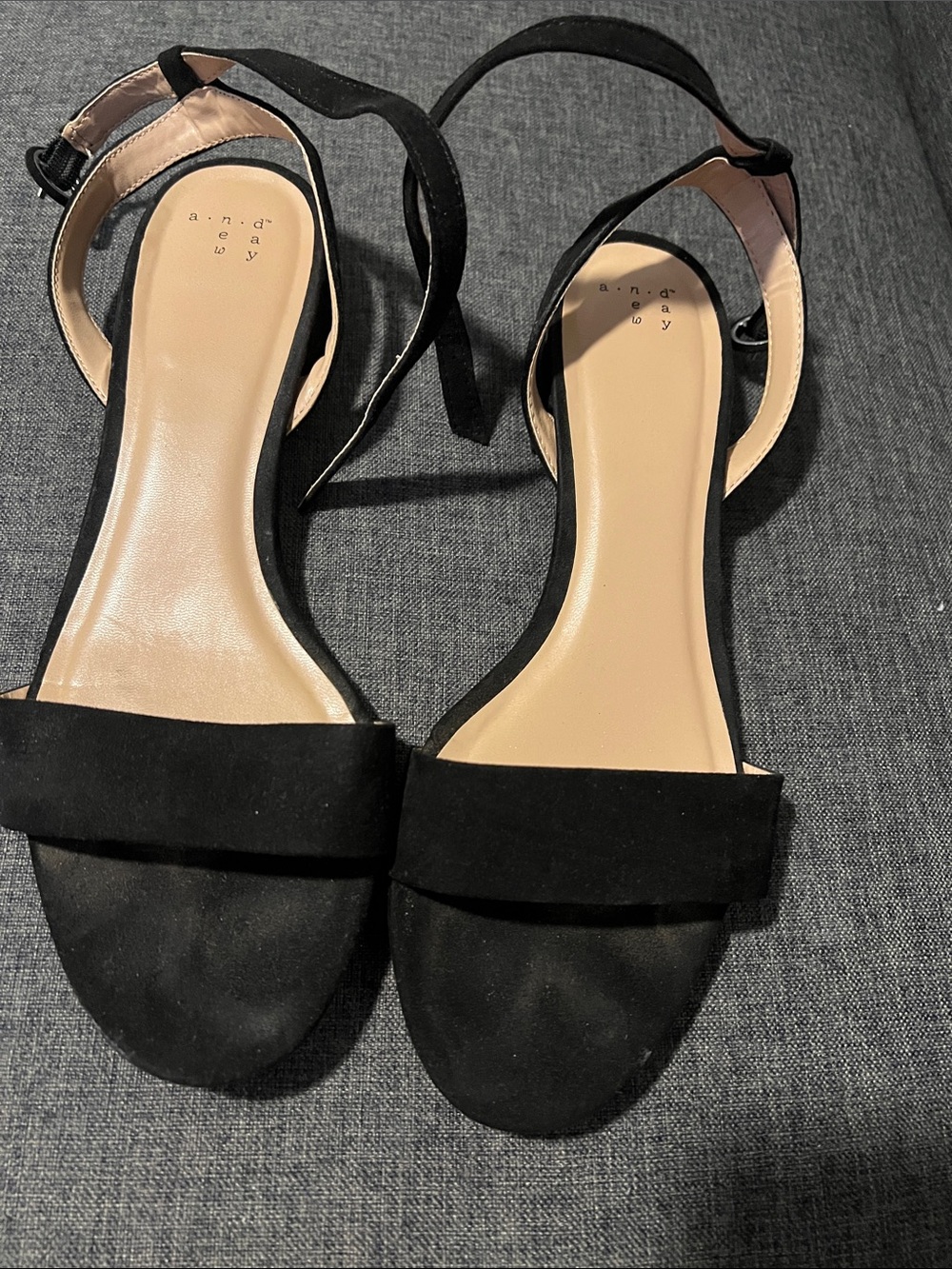 a new day Black Suede Ankle Tie Open-Toe Heels